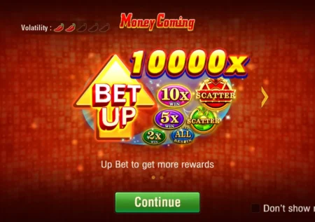 Money Coming numerical payline example and 4th multiplier reel
